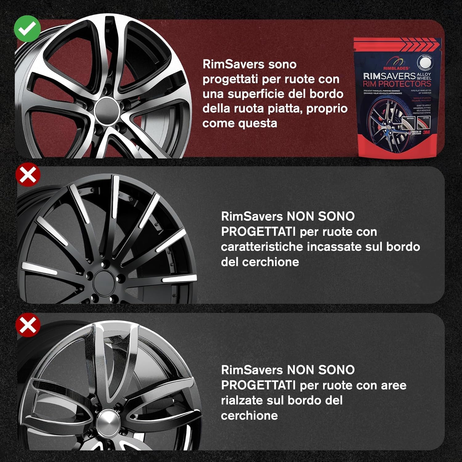 Rimsavers Rosso Protezione per cerchi in lega morbida 22"