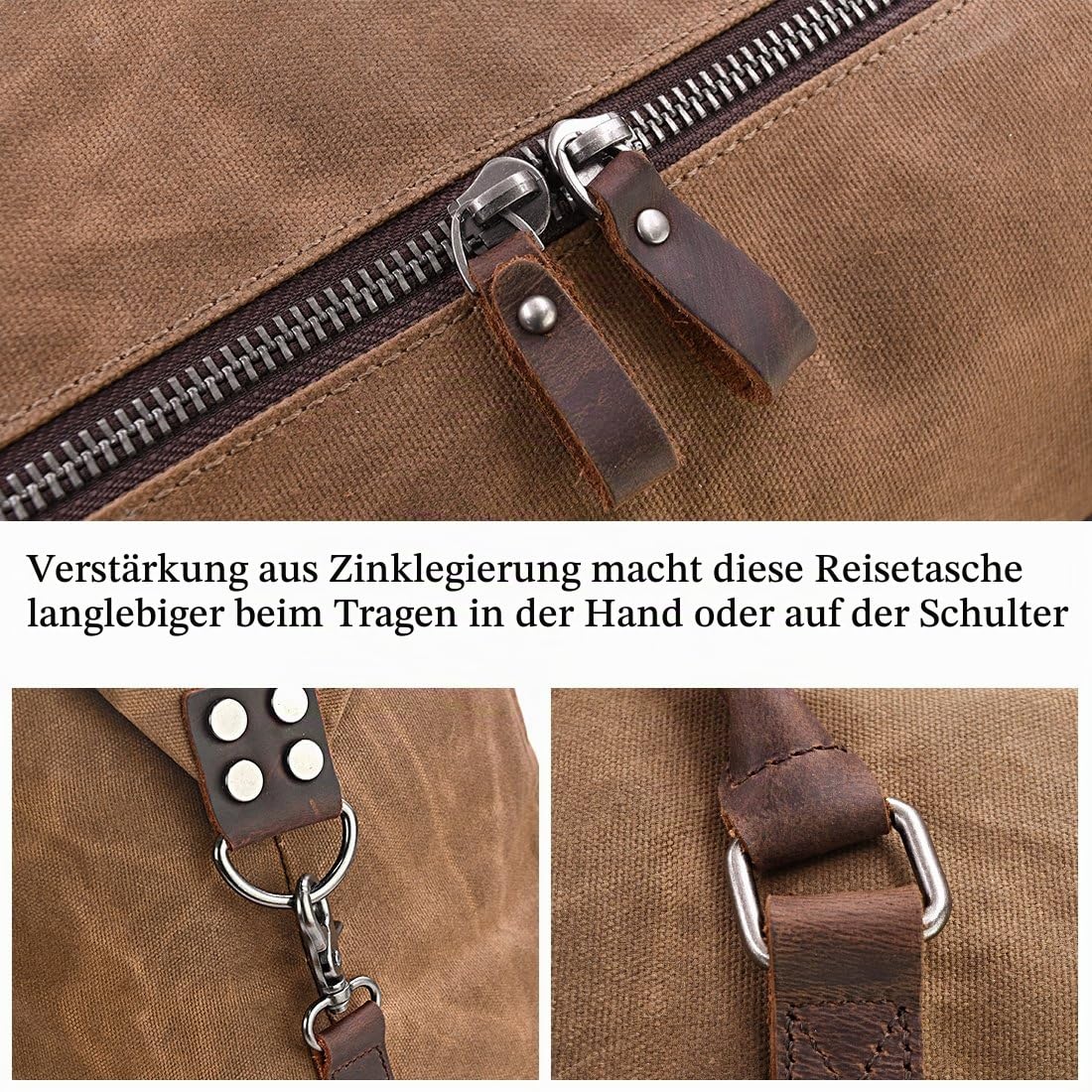 Reisetaschen Herren Leder Wasserdicht Canvas Weekender Tasche Großen Kapazität Reisetasche Unisex Vintage Handgepäck Bag