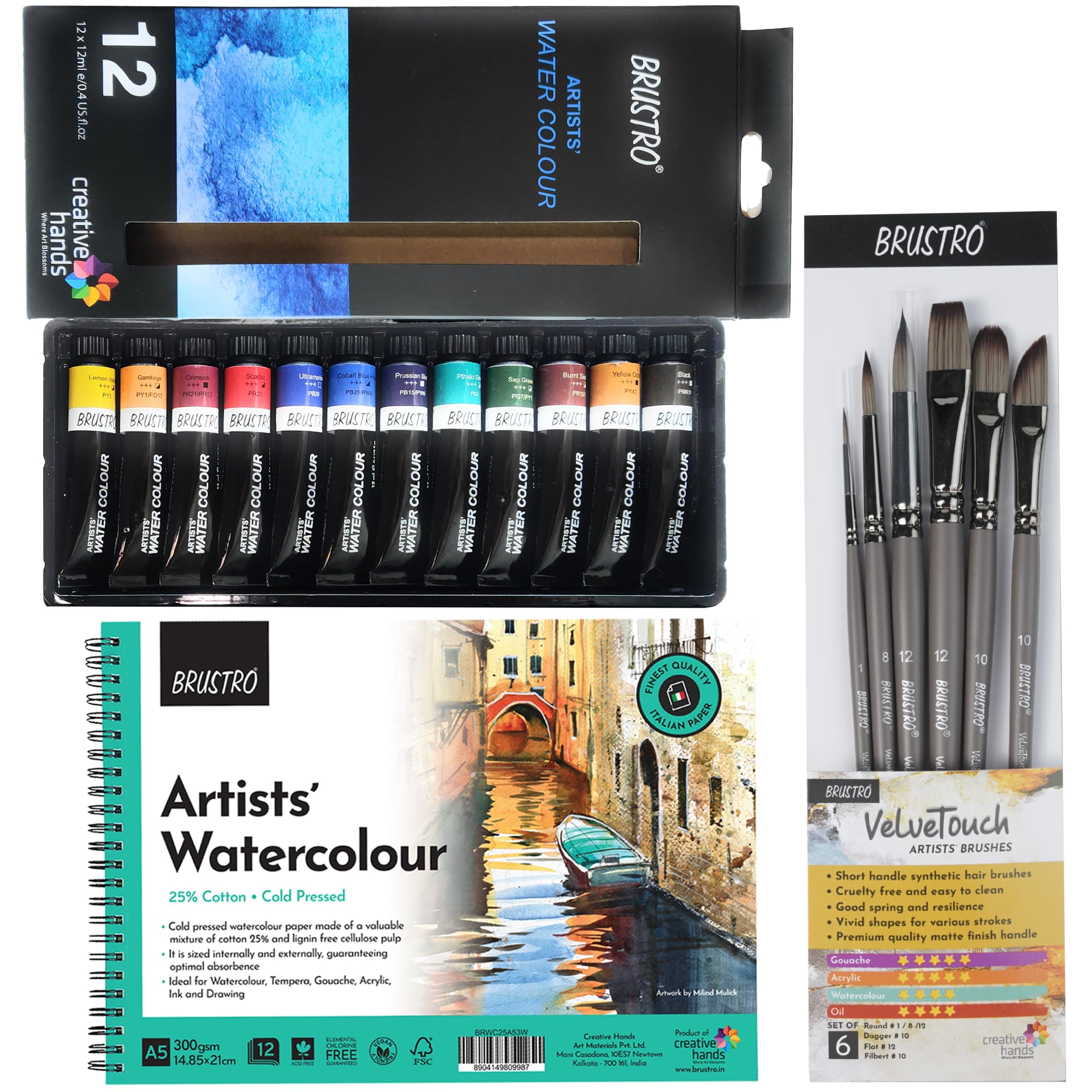 BRUSTRO Watercolour Paint Set - 12 Colours -13 BRUSTRO Watercolour Paint Set - 12 Colours -13