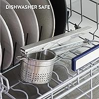 Vista 6 de Navaris Ricer de patatas de acero inoxidable, mango ergonómico para puré de papas fácil, triturador de papas listo para lavavajillas, herramienta