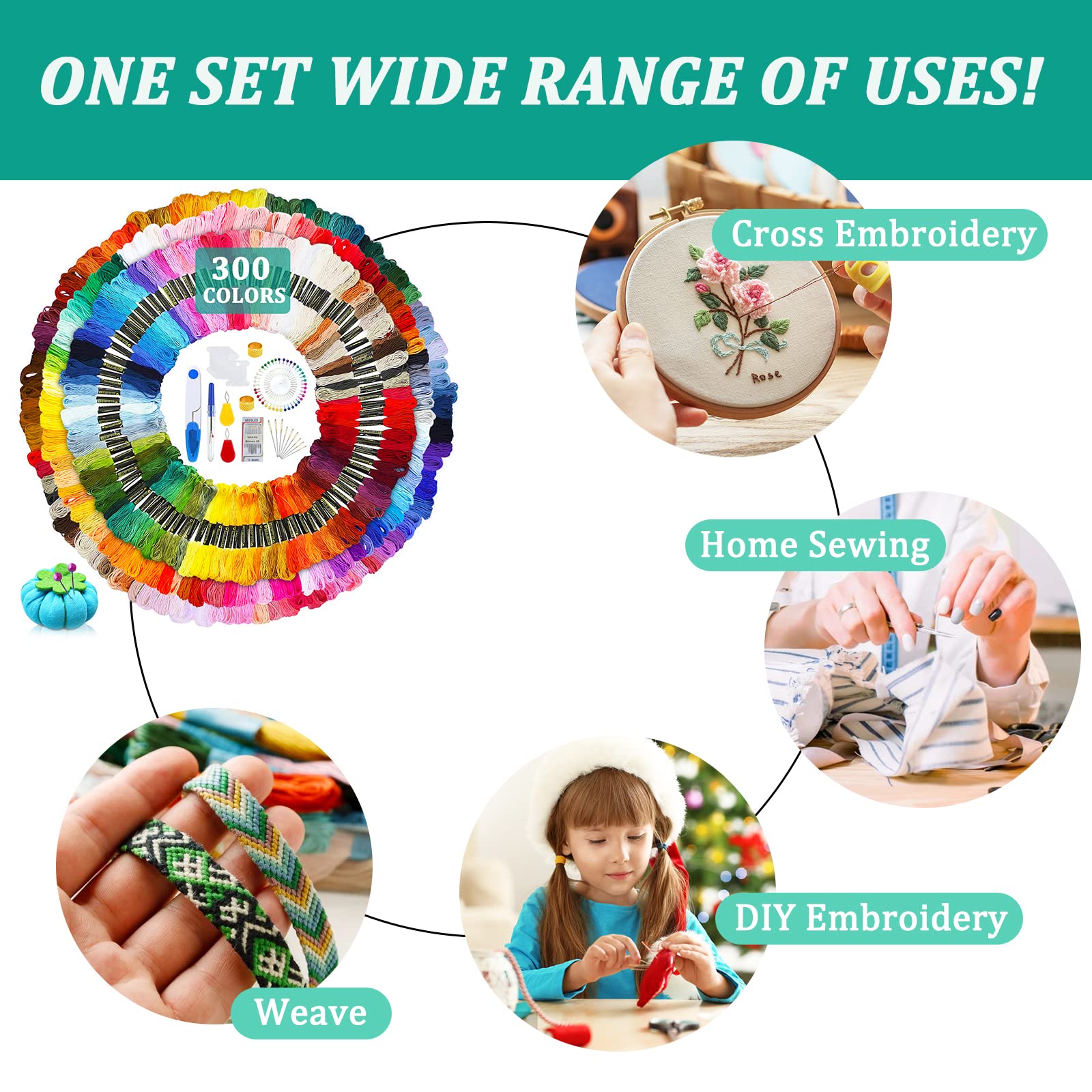 Kit 24 Fili Ricamo In Fibra Di Seta Bianca - Per Punto Croce, Braccialetti E Artigianato - Foto 4