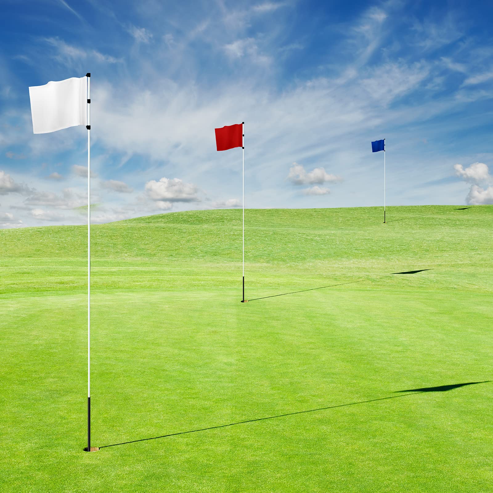 Nuenen 6 Stück Große Golfflaggen mit Eingelegtem Rohr Übergroße Golffahnen 33 x 50 cm Golf Zielflaggen Putting Grün Flaggen für Hof 420D Nylon Golfflaggen für Außen Hinterhof Garten (Mehrfarbig)