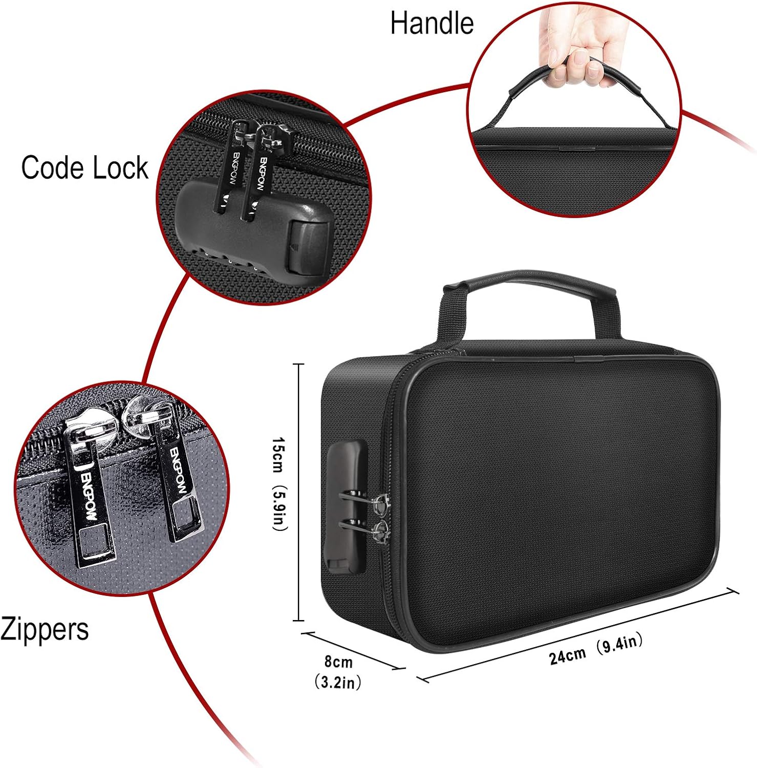 Small Fireproof Bag with Lock,ENGPOW Fireproof Money Organizer Case (9.4 x 5.9 x 3.2 inches),3-Layer Cash Safe Coin Organizer Bag Set Storage for Valuables-Currency,Keys,Card,Passport(2 Pack)