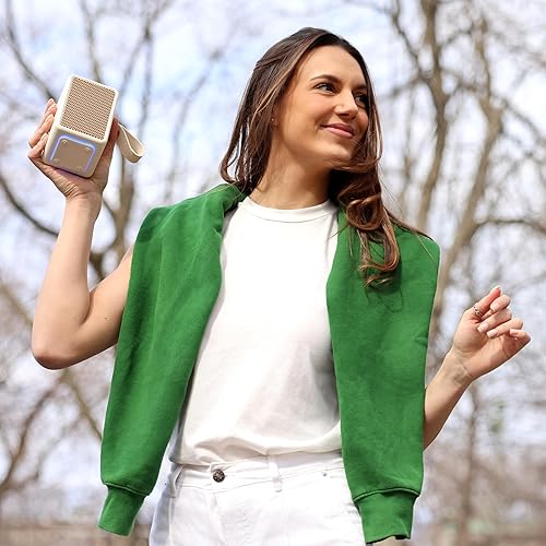 Miniatura 5 de AT&T Essentials - Altavoz Bluetooth retro de 15 W, IPX6 impermeable, Bluetooth 5.3, modos de luz LED, control de graves y agudos, batería de 12