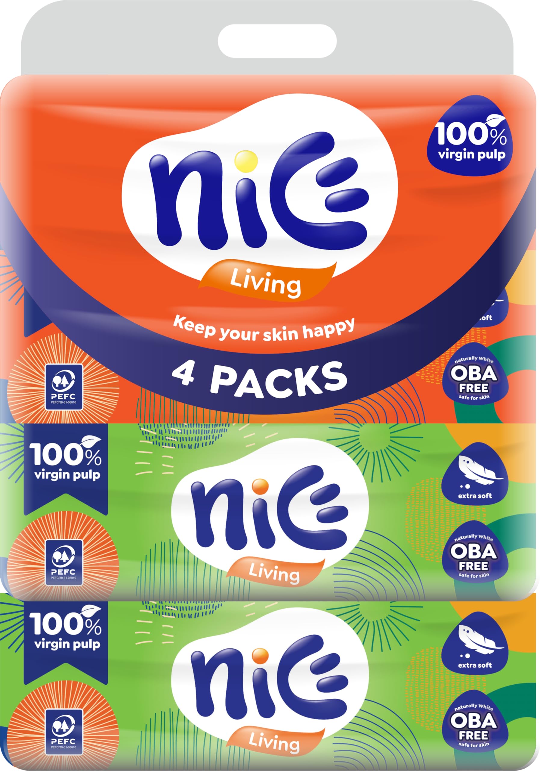 NICE Living Facial Tissues by the Makers of PASEO, 100% Virgin Pulp, Extra Soft, OBA Free, 100 Pulls 2 Ply, 12 Packs-image-48