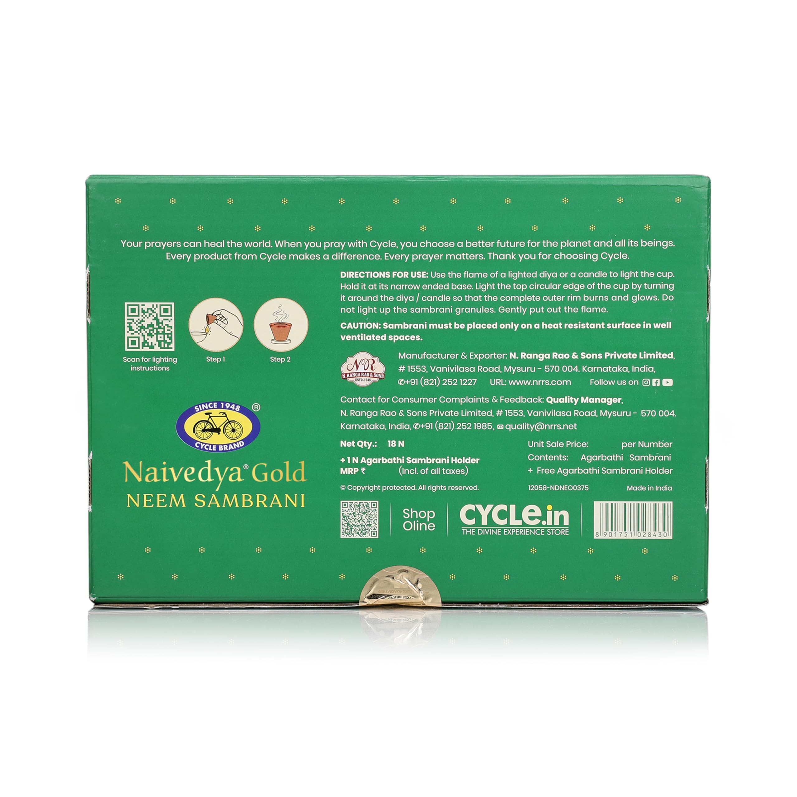 Cycle Pure Naivedya Gold Sambrani Dhoop Cups (Neem), 18 pcs with Holder | Charcoal-Free Havan Cups for Puja, Home & Festivals | Natural Guggal Dhoop for Rituals | Premium Dhoop Cones 4