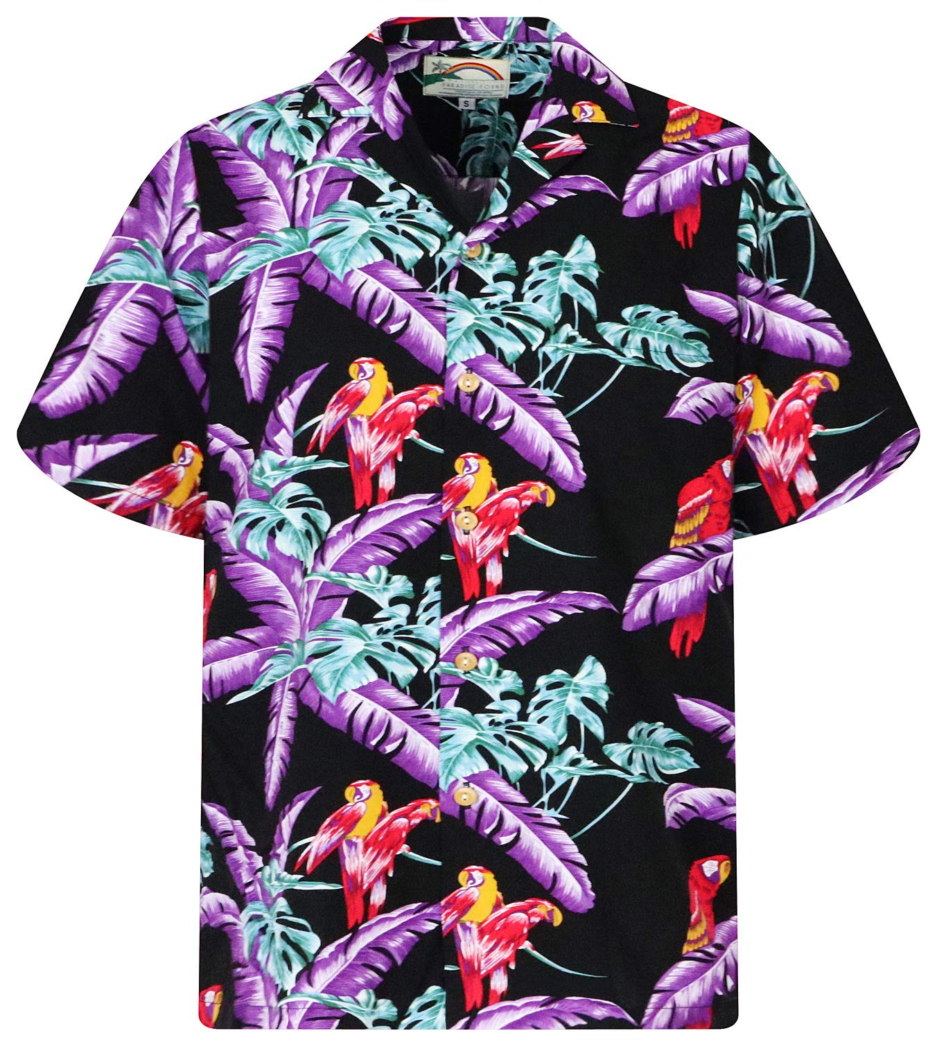 King Kameha Original Paradise Found - Camisa hawaiana para hombre, manga corta, bolsillo frontal, estampado hawaiano Magnum Tom Selleck
