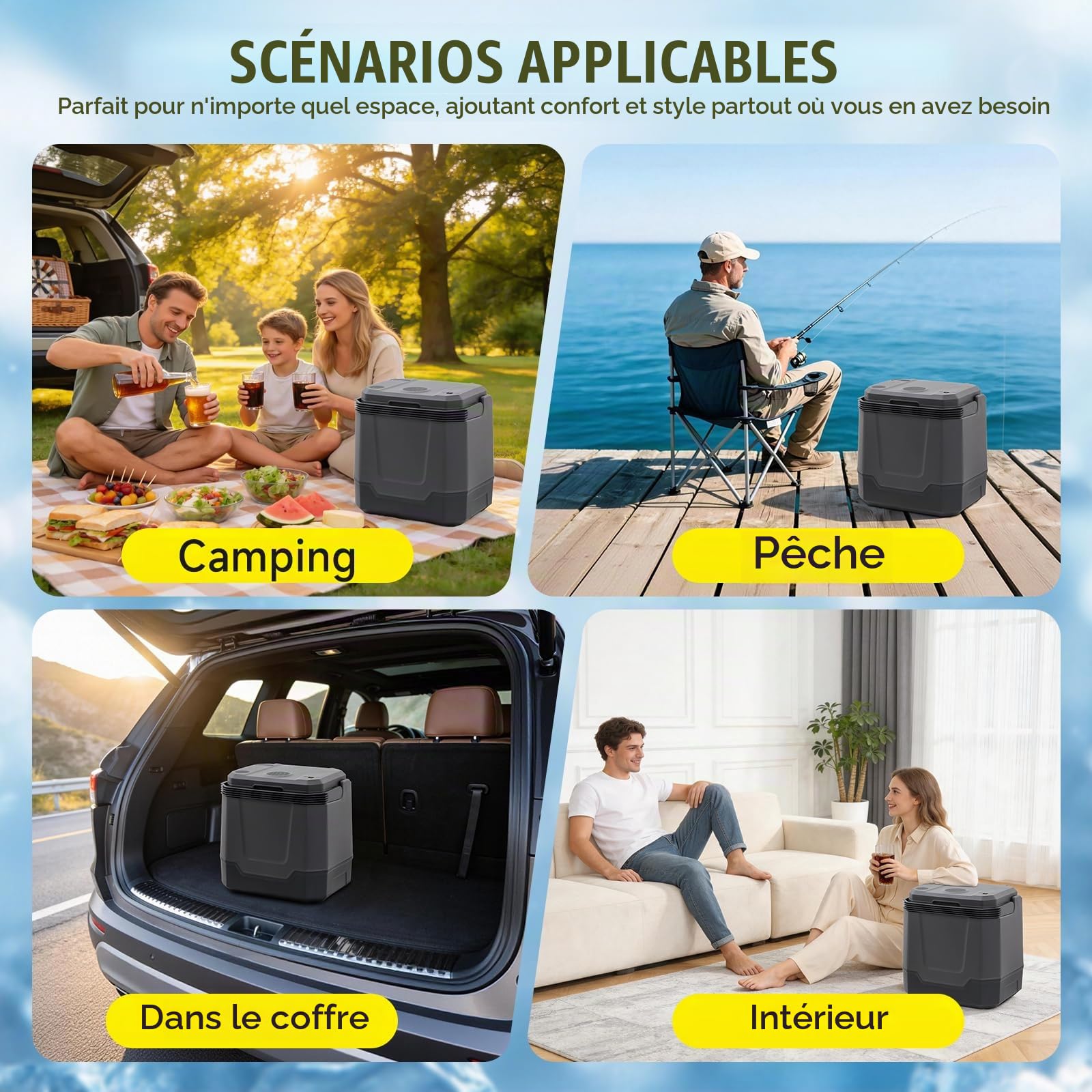 Glacière électrique 33 L - Mini réfrigérateur 12/230 V, refroidit et chauffe (jusqu'à 65 °C), mode ECO, pour voiture, camping et voyage