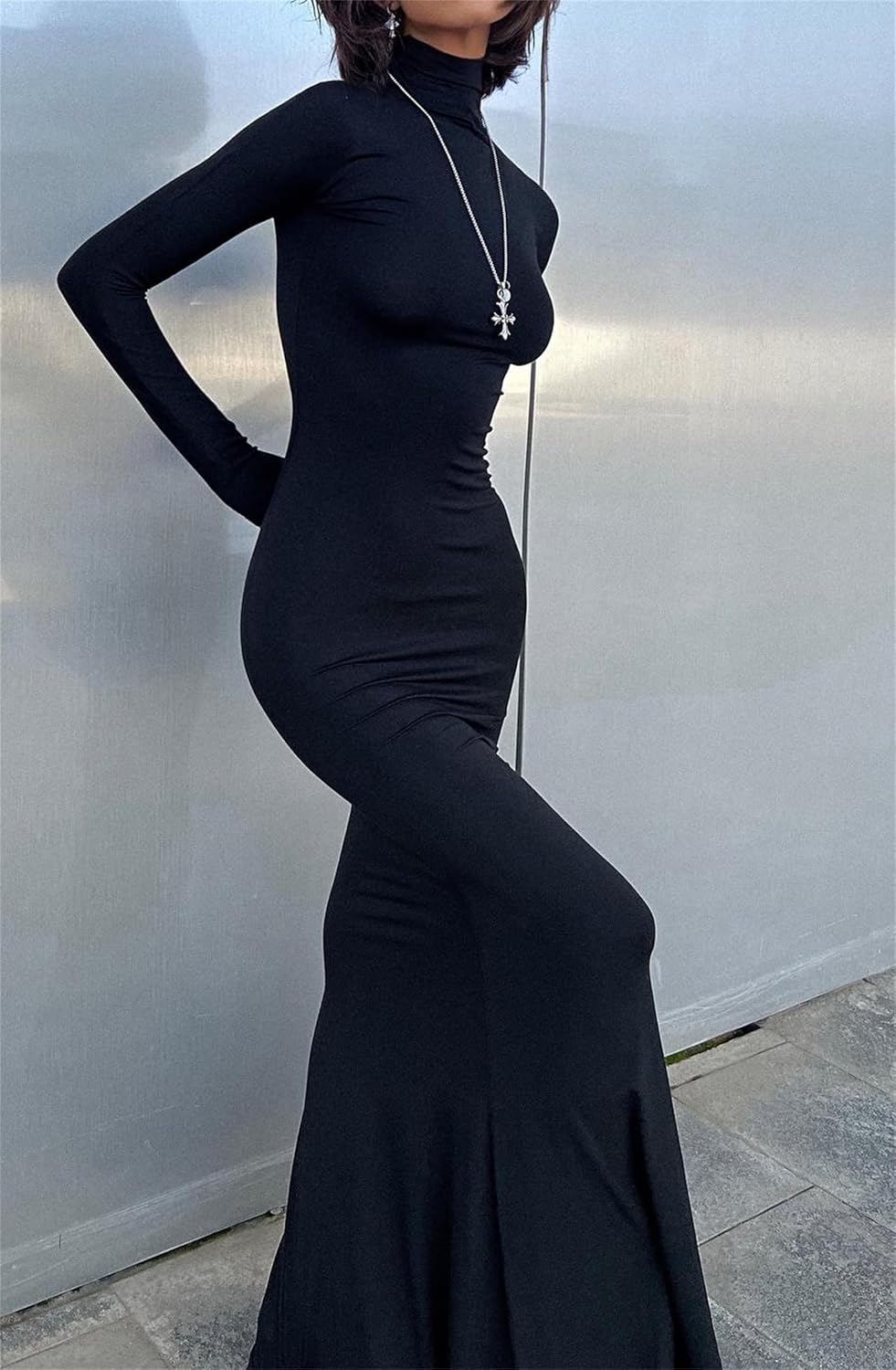 Long Sleeve Maxi Dress for Women - Casual Turtleneck Bodycon Formal Dresses Elegant Mermaid Hem 2026 - Image 2