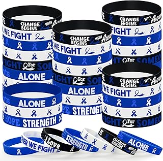 30 Pcs Cancer Prevention Awareness Silicone Bracelets,Colorful Ribbon Stretch Wristbands,Hope Faith Rubber Wristband Supplies Accessories for Ribbon Awareness Assorted Cancer Awareness