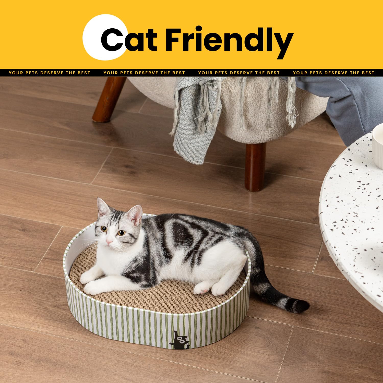 Conlun Griffoir pour Chat avec 4 Planches Grattage, Boîte Grattoir Chat Carton Ondulé Réversible Résistant pour Chats d'Intérieur, Couchage et Mobilier pour Chats, Cadeau pour Chatons, Grand Modèle