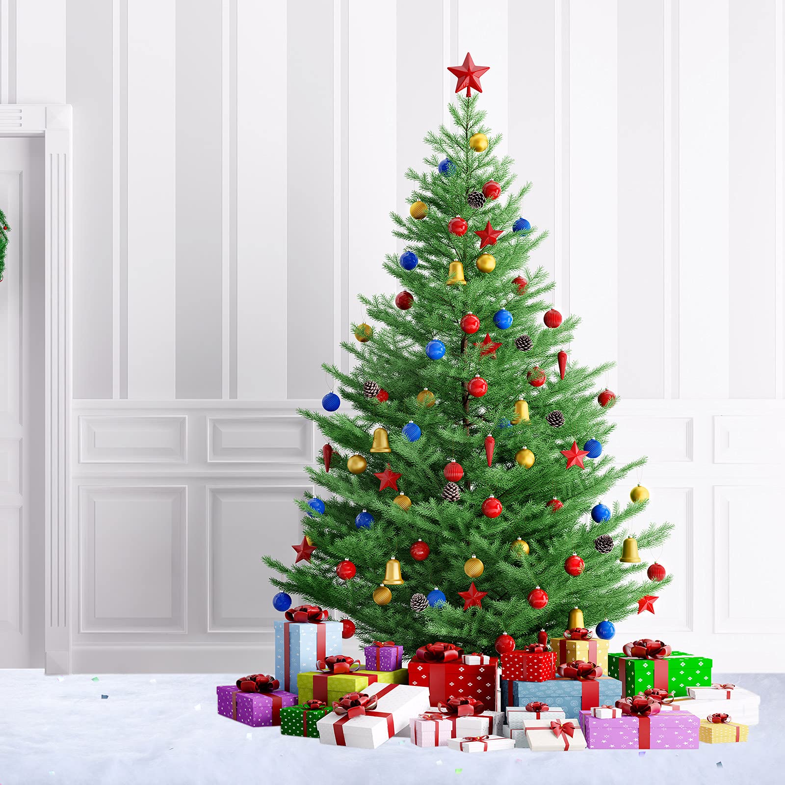 Neve Finta Glitterata Per Decorazioni Natalizie - 2.6x7.9 Piedi - Tappeto Neve Artificiale Per Interni - Foto 6