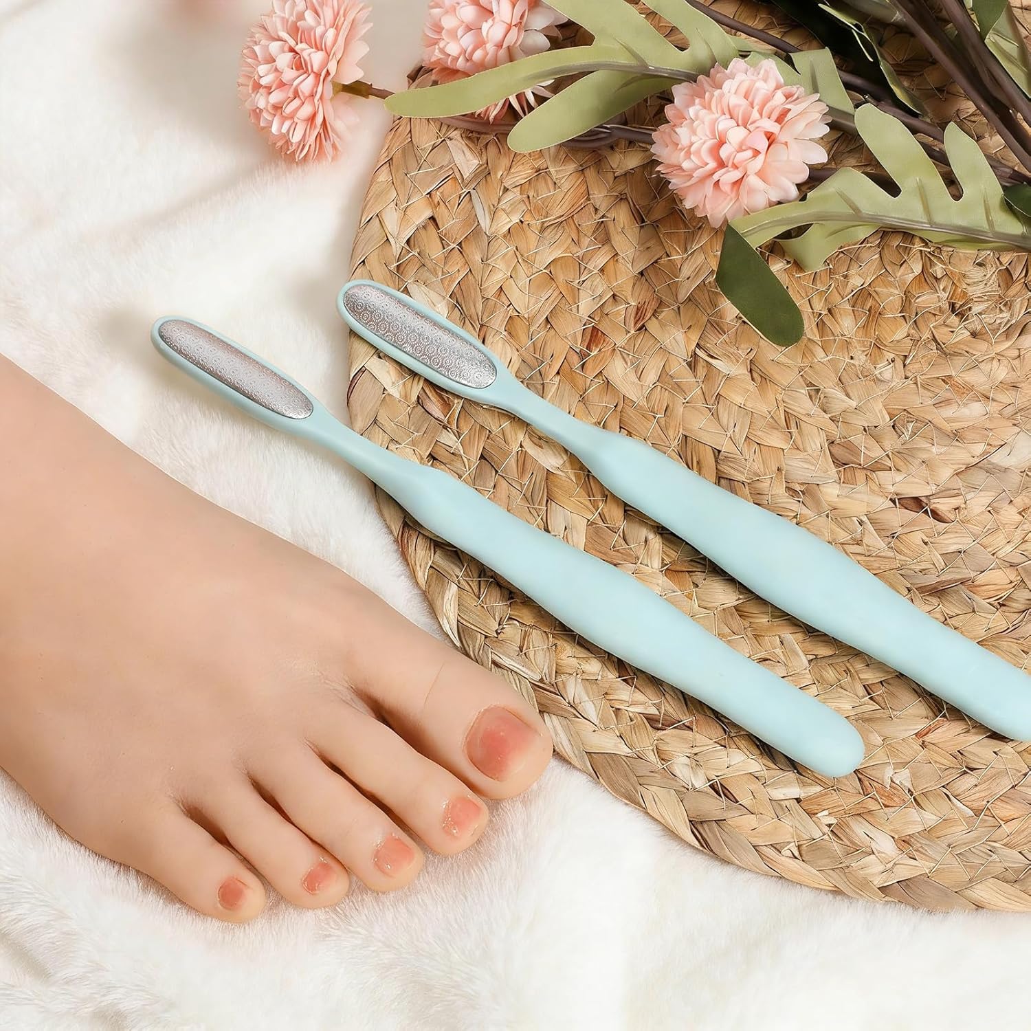 2Pcs Toe Cleaning Brush Mini Foot File Precision Callus Bunion Scrubber Callus Remover Tool Foot Rasp Feet File Brush Between Toes Cleaner for Toe Hard Skin Wet Dry in Shower