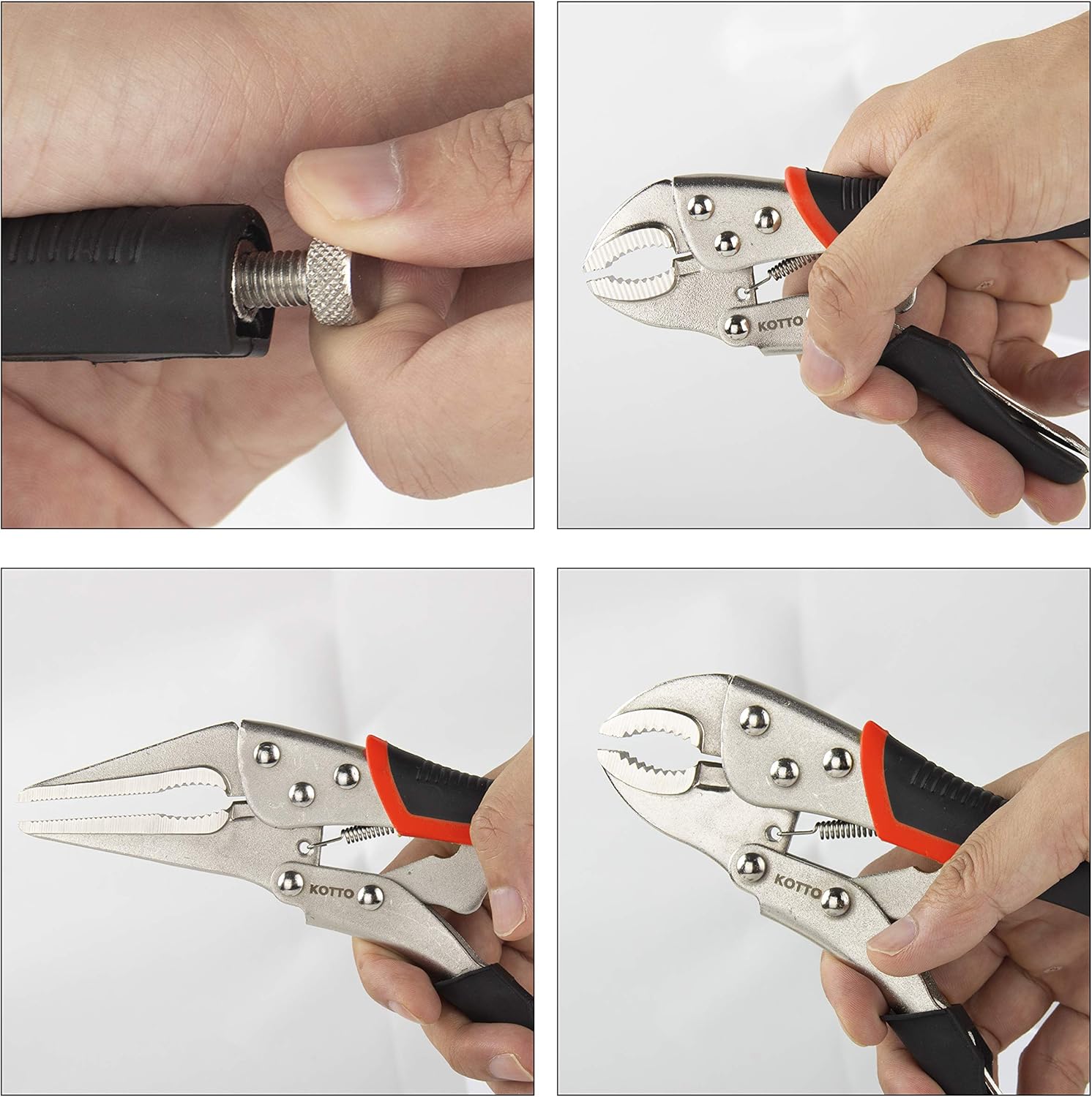 KOTTO 5 Pack Set Locking Pliers Set, 5 Inch, 7 Inch and 10 Inch Curved Jaw Locking Pliers, 7 Inch and 9 Inch Long Nose Locking Pliers with Storage Bag - - 