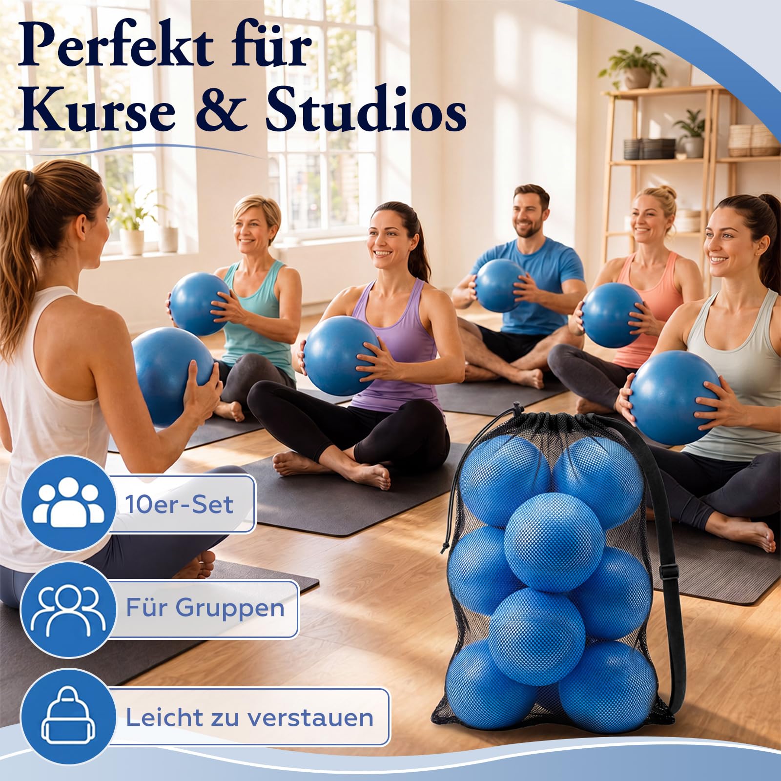 BBTO Palline da Pilates 25 cm Piccole Palline per Esercizi Antiscivolo Antideflagranti Ideali per Yoga Fitness Pilates Equilibrio e Fisioterapia