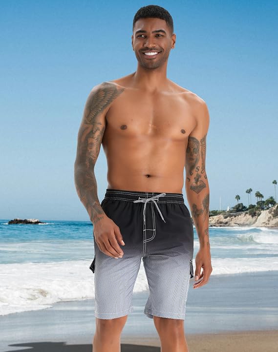 ELETOP Swim Shorts Men Quick Dry Men's Swim Trunks Board Shorts Performance Surfing Shorts Beach Shorts with Mesh Liner and Pockets