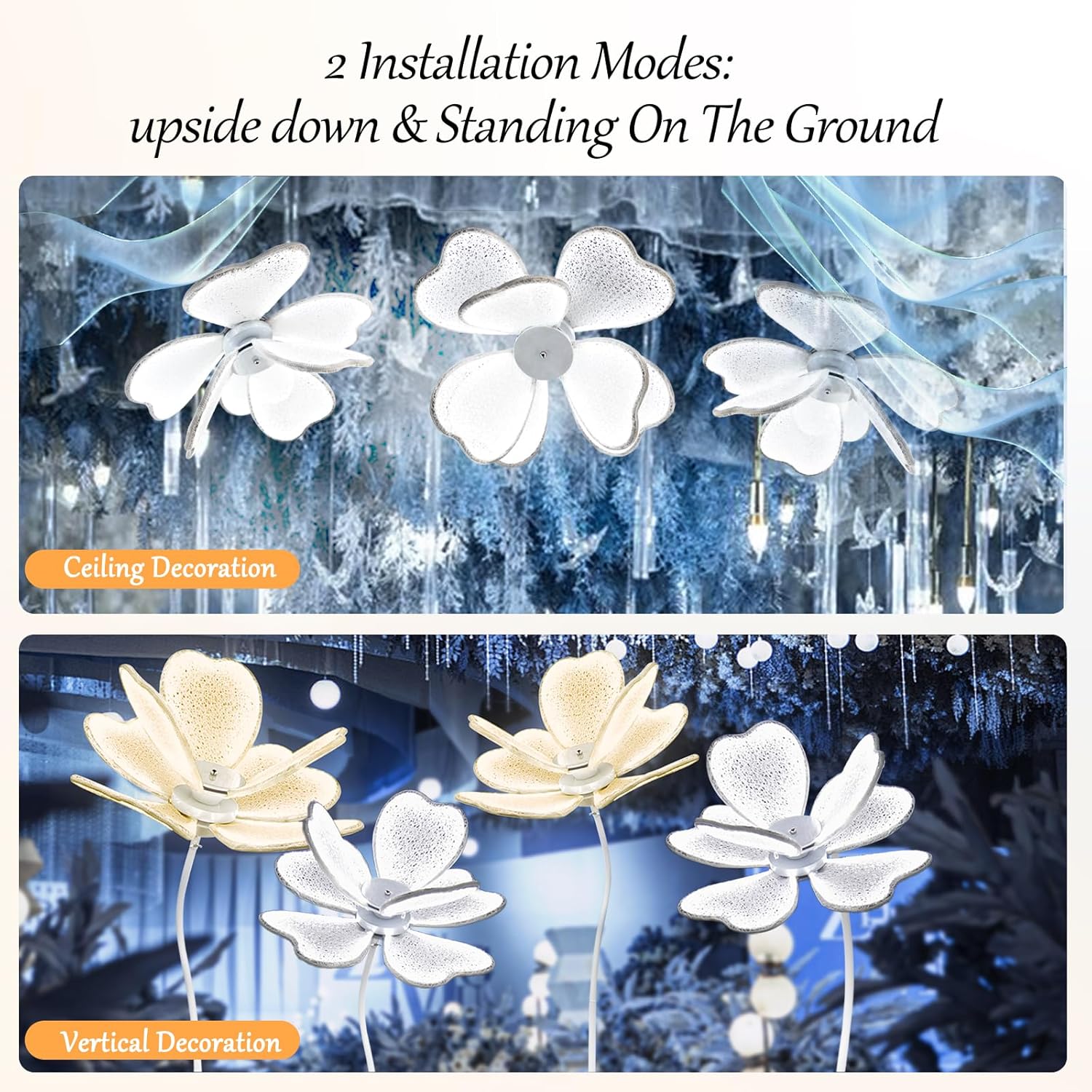 4PCS Wedding Decoration Luminous Flower Floor Lamp Wedding Decor Flower Lamp Birthday Party Event Hotel Stage Decorations for Wedding Birthday Party Event (4 Pcs, White)