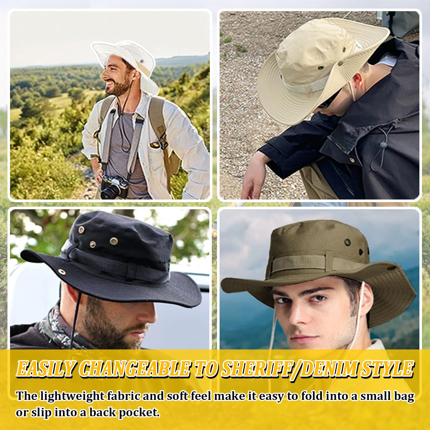 Cappello da pesca, a tesa larga, traspirante, per il sole, safari, escursionismo, spiaggia, per uomini e donne