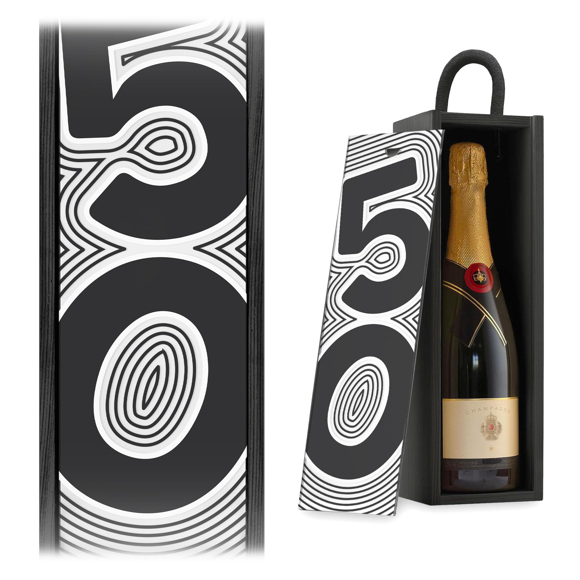 A1 Graphics Ltd 50th Birthday Champagne Wine Gift Box Milestone Birthday Gift For Him Her (White, Black Box)