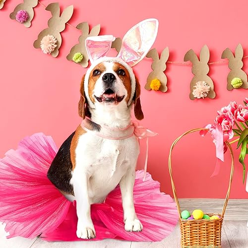 Miniatura 7 de Juego de 2 piezas de diadema de corona de perro grande y mediano con diamantes de imitación de cristal tiara falda tutú lindo disfraz de mascota