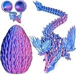 3D Œufs de Dragon imprimés avec mouche articulée Dragon à l'intérieur, Figurines collectionnables Fidget Jouet pour adultes Enfants Anniversaire Pâques Noël Blanc Eléphant Cadeaux pour amis collègues(Or, M Taille)