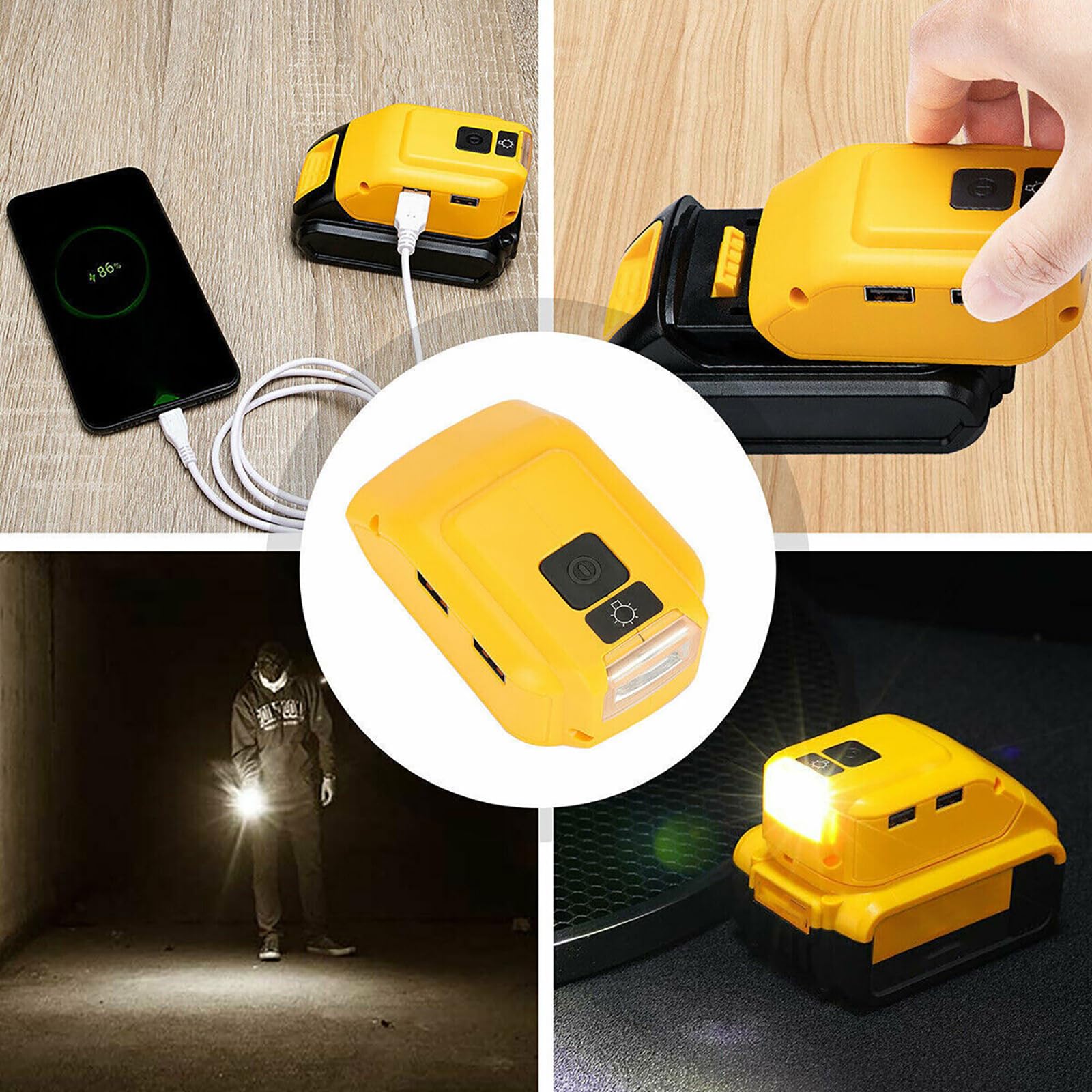Adaptateur chargeur avec interface USB pour Dewalt 14,4 V vers 20 V Max XR Adaptateur de batterie au lithium