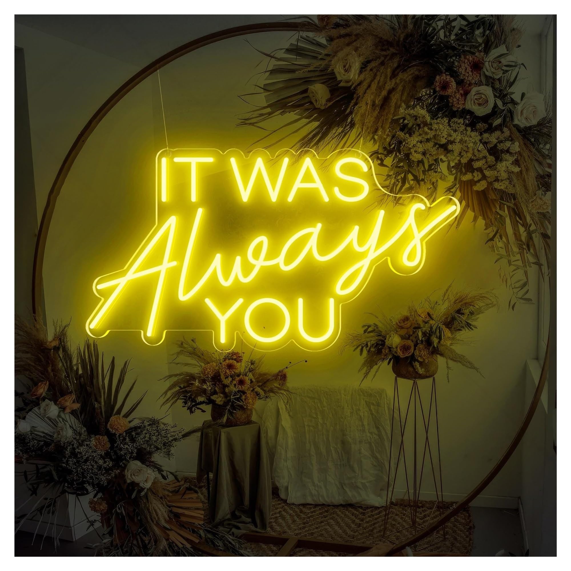 SHOUXI Sign Lamp It was Always You Neon Sign, Suitable for Home Wedding Party Wall Creative Decor 38cm