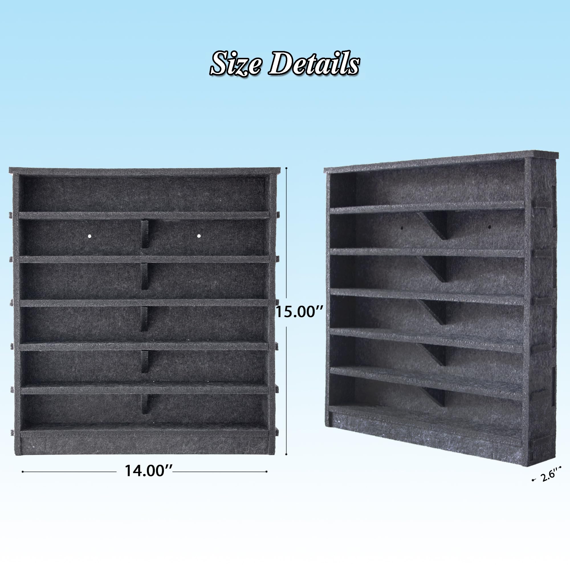 Assemblable Toy Cars Display Case for Kids, Portable Display Case Fit for Toy Cars Case & Matchbox Cars, Dampening Felt 24 Display Holder, Wall-Mounted Storage Organizer Case (Gray- New Version)