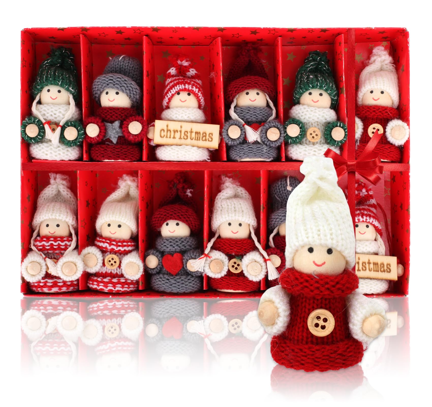 10 stuks kleine pluche kabouters kabouters kerstdecoratie, handgemaakte schattige mini-kerstboomversiering kerstboomkabouters om op te hangen voor decoratiedoeleinden