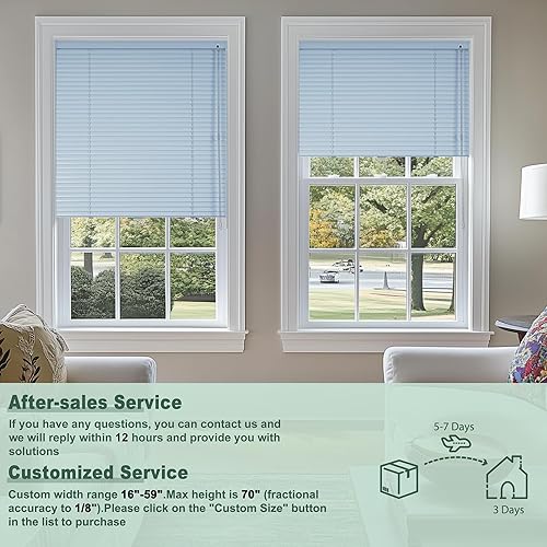 Miniatura 2 de Sulugood Persianas horizontales de aluminio de 1 pulgada sin cordón para oscurecer la habitación, persianas venecianas para el hogar, oficina, baño,