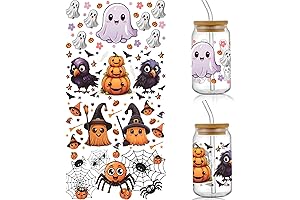 Halloween Transfers Rub On UV DTF Cup Wraps for 16 Oz Glass Cups