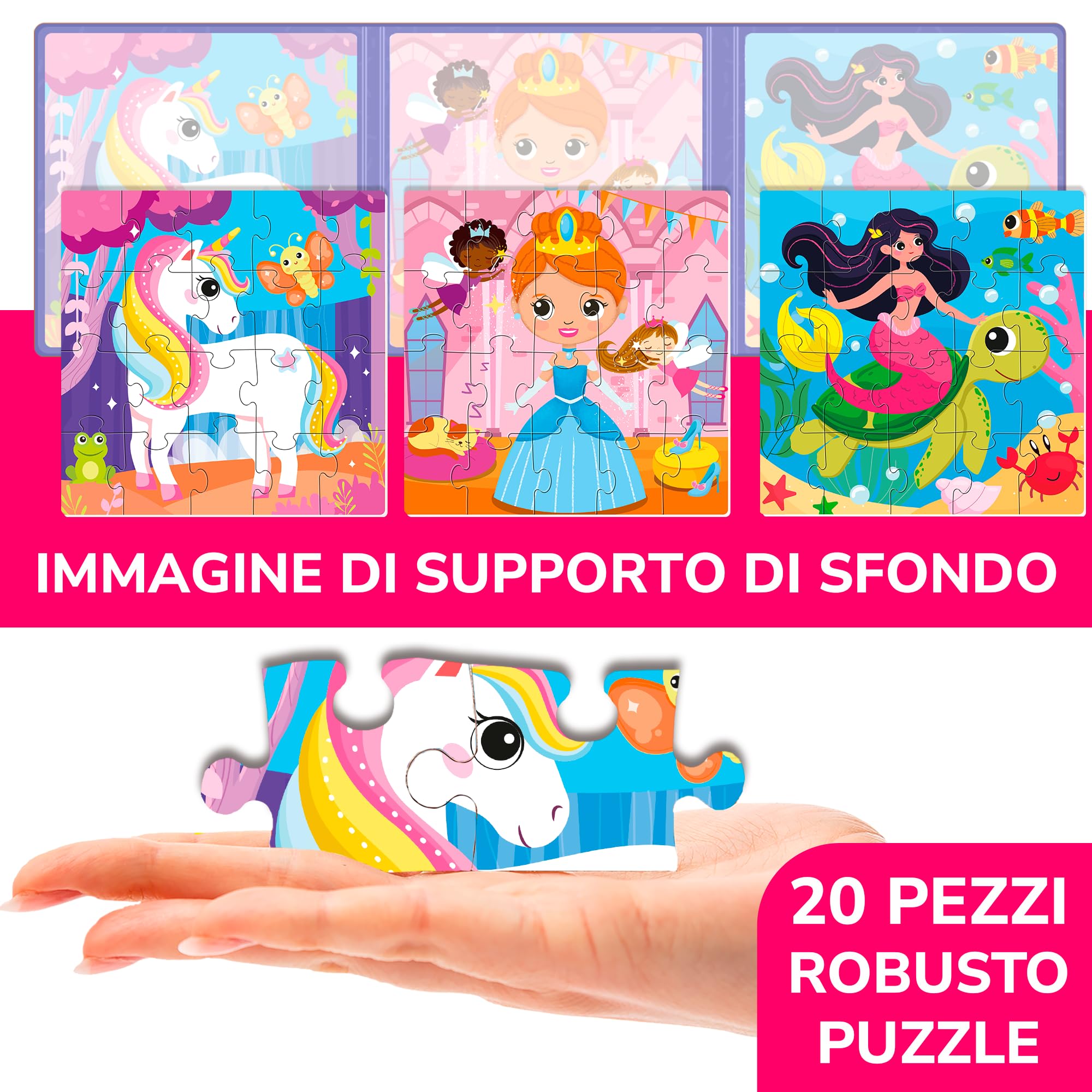 QUOKKA Puzzle Magnetico 2 3 Anni – Giochi da Viaggio Bambini 3 4 Anni – 20 Pezzi Puzzle Eroi Fatati – Intrattenere Bambini In Aereo – Educativo Giocattoli Regalo dai 2 ai 5