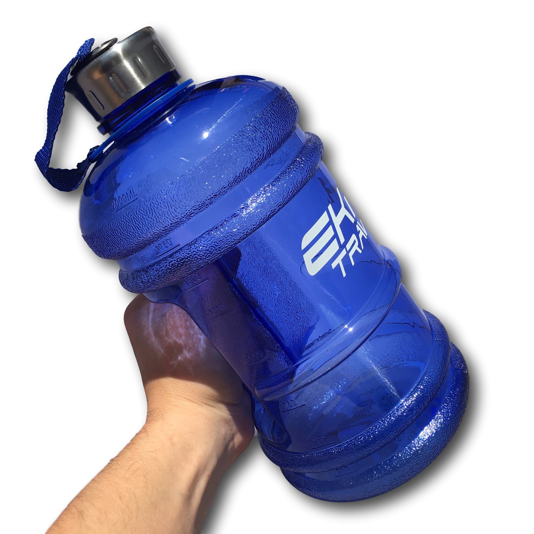 EKNA Bottle | 2.2/1 Liter | Wasserflasche | Trinkflasche | Wasser Gallone | Ideal für den täglichen Wasserbedarf | Für den Alltag, Fitness oder Reisen | BPA Frei | Mit Füllstandsanzeige