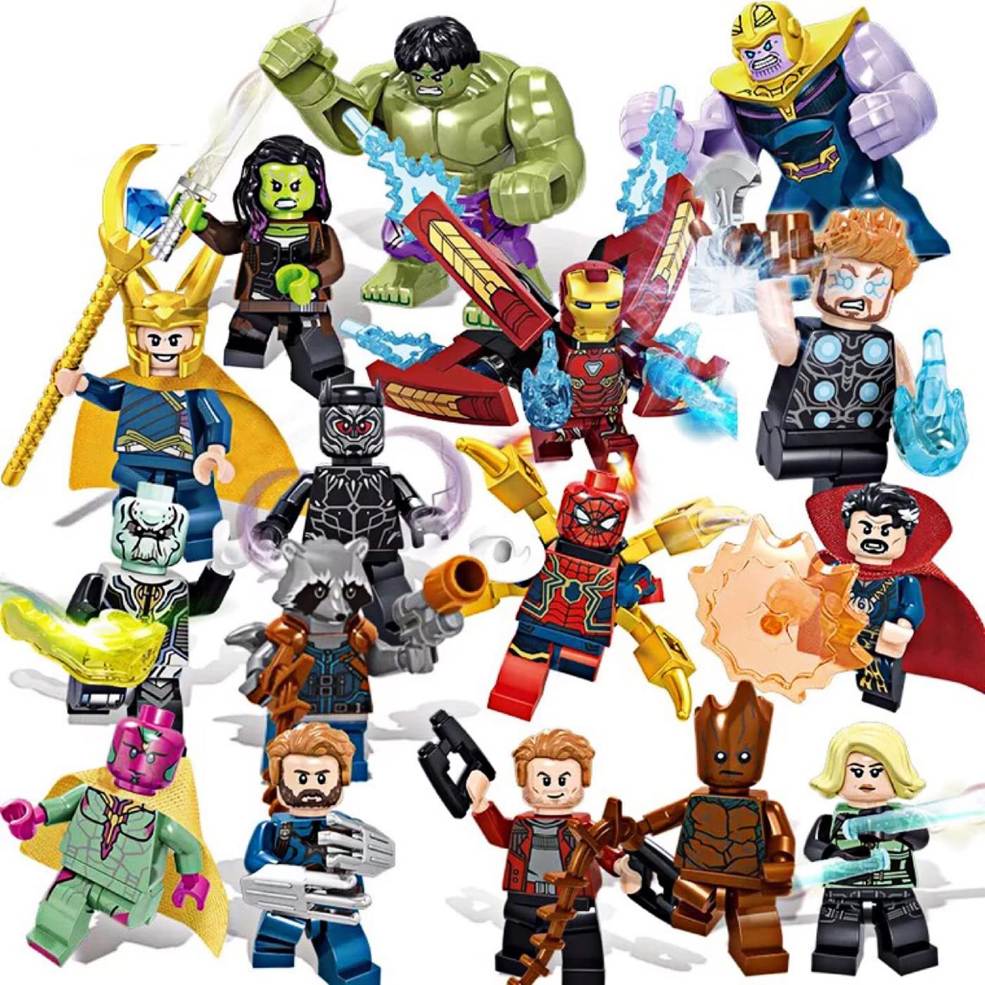 16Pieces Action Figures Toy Set Mini Figure Collectible Battle Building Blocks 1.65-2.95Inchs Minifigures Kit for Children Gift