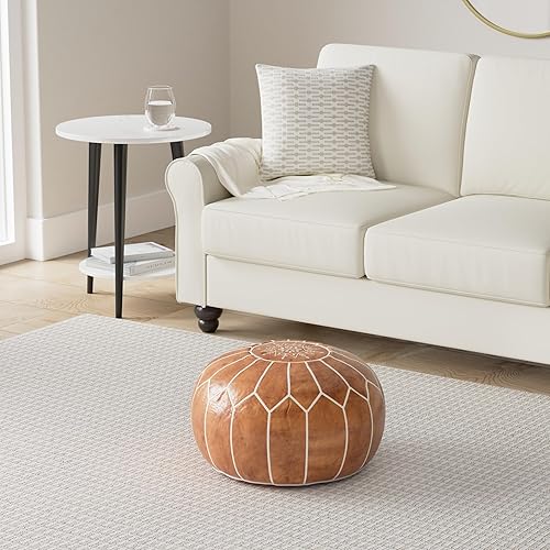 Miniatura 2 de ARTOUARZAZATE Funda de puf otomano de cuero marroquí de alta calidad, taburete otomano Hassock 100% cuero natural real, regalos para el hogar,