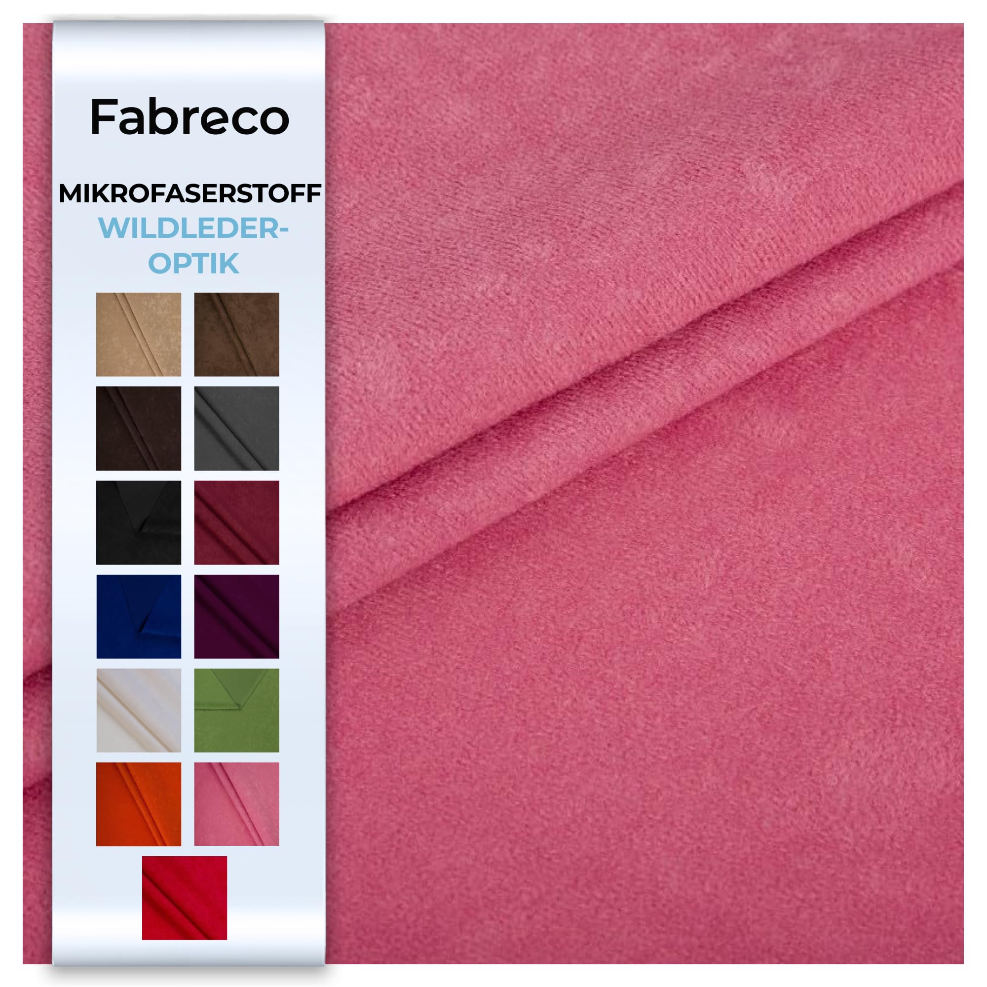 Fabreco ALVELLA Microfaser 5 M x 148 cm, Verlours, Möbelstoff, Polsterstoff, Dekostoff, Uni, Meterware - Rosa