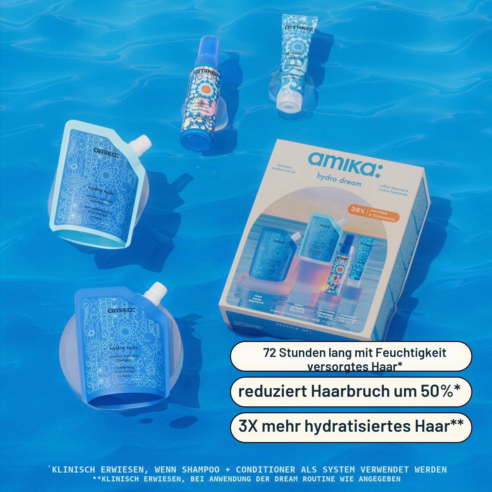 Amika Hydro Dream Hydration Routine Trial Set (4 Stück)