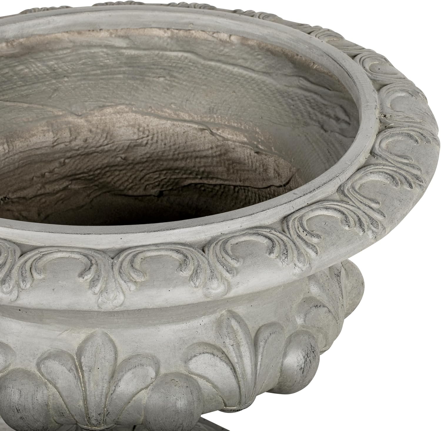 Merax 18.5" H Stately Wide Floral-Carved Pedestal Urn Planter Weather-Resistant MGO Outdoor Flower Pot for Garden Patio and Front Porch Entrance,Gray