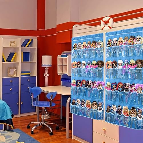 Miniatura 7 de DUOLAM Organizador de almacenamiento de juguetes para colgar sobre la puerta (24 bolsillos), compatible con muñecas sorpresa LOL OMG (juguetes no