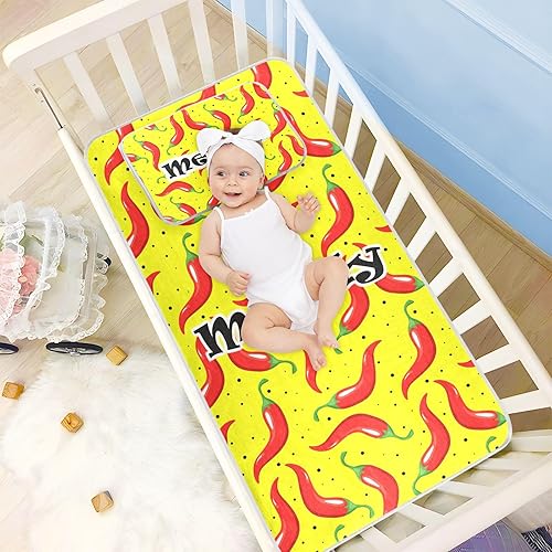 Miniatura 2 de Protector de colchón de cuna de chile picante rojo personalizado para niños y niñas, tapete de seda de hielo, protector de colchón para bebé,