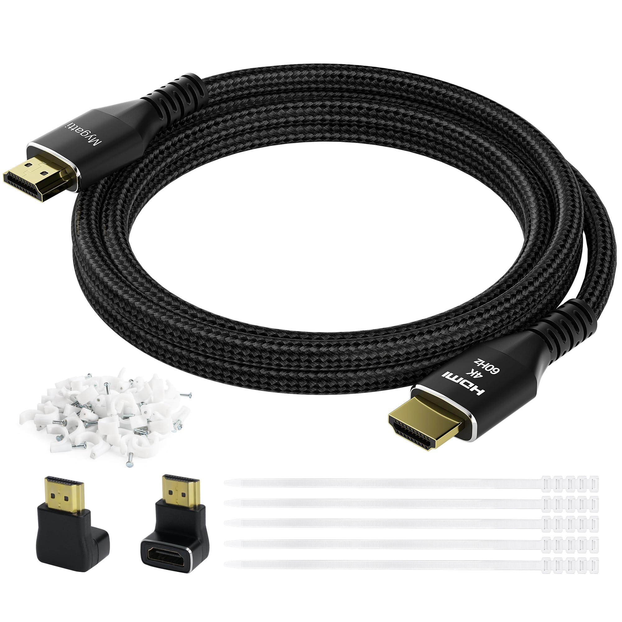Cavo 4K HDMI da 5 metri/10 pezzi,cavo Ultra HD HDMI 2.0, nylon intrecciato e connettori placcati in oro,4K@60Hz,HDCP 2.2, ARC,cavo HDMI per laptop, monitor, HDTV, PS5, Xbox One e altro