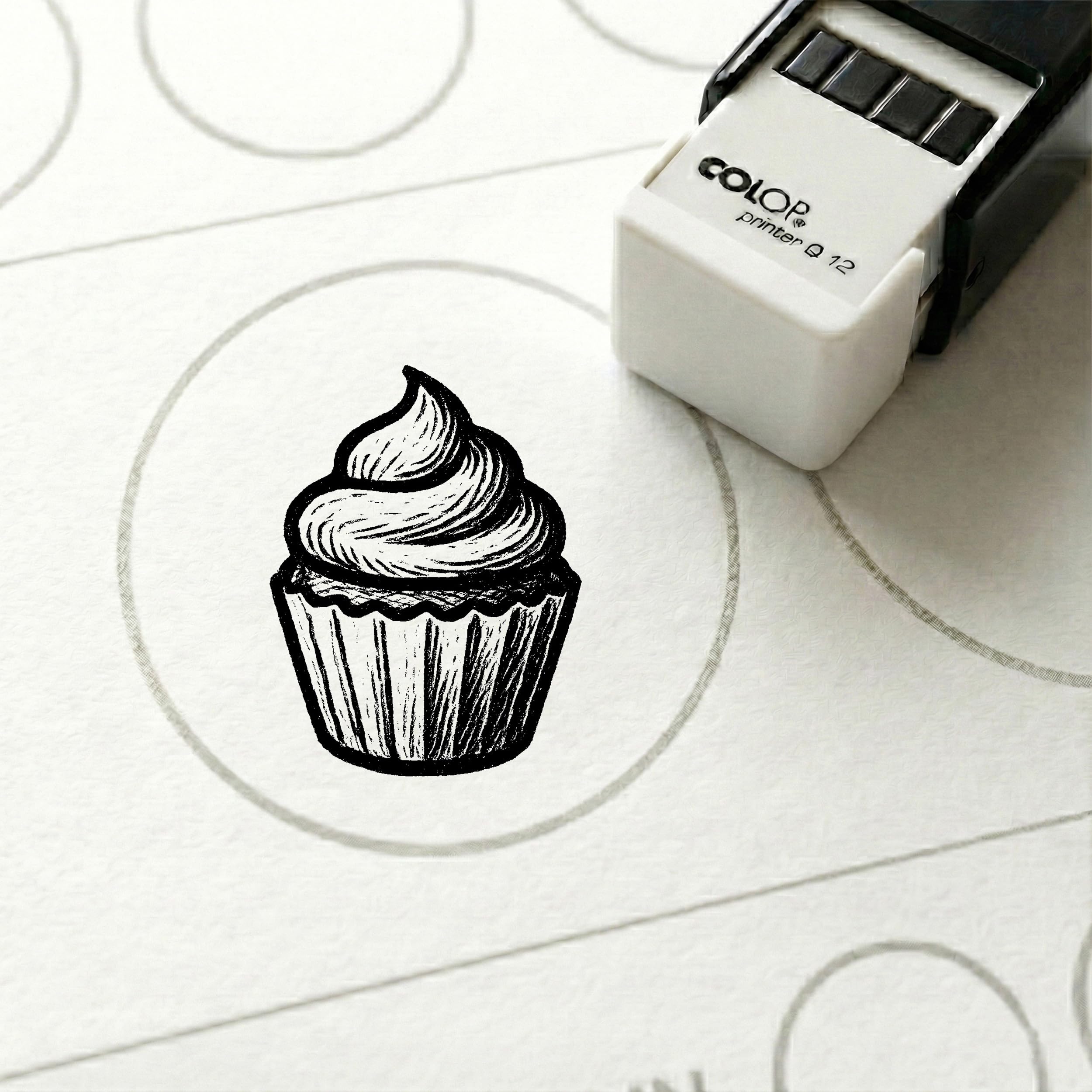 Dekolando Bonus Stamp Cupcake 10 x 10 mm - Bonus Card Stamp for Pastry Shop Café Patisserie Cake Shop - Stamp Bonus Card Customer Card Stamp Card