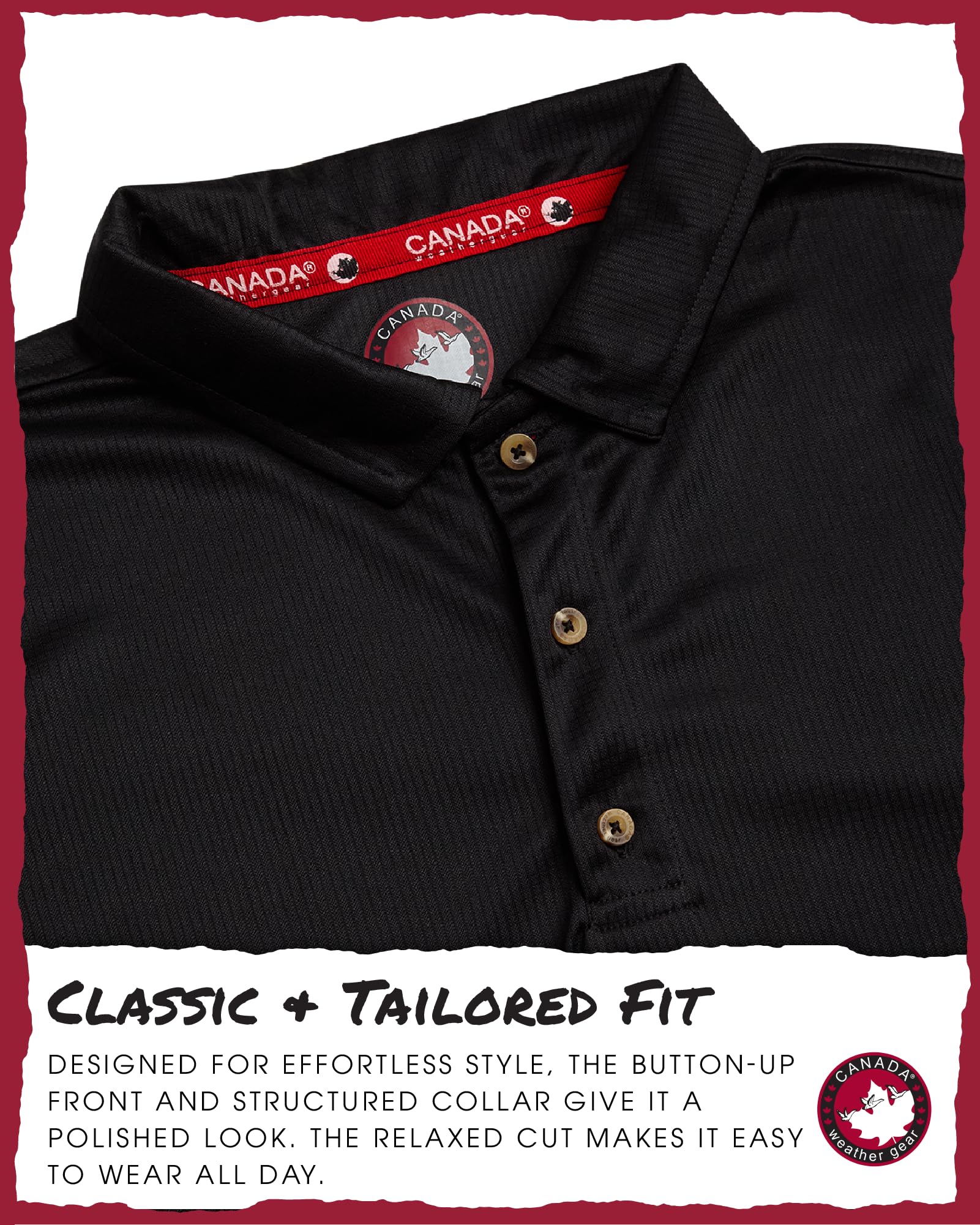 CANADA WEATHER GEAR Men's Polo Shirt - Athletic Performance Grid Classic Short Sleeve Active Fit Polo for Men (Sizes: S-XXL), Size X-Large, Black
