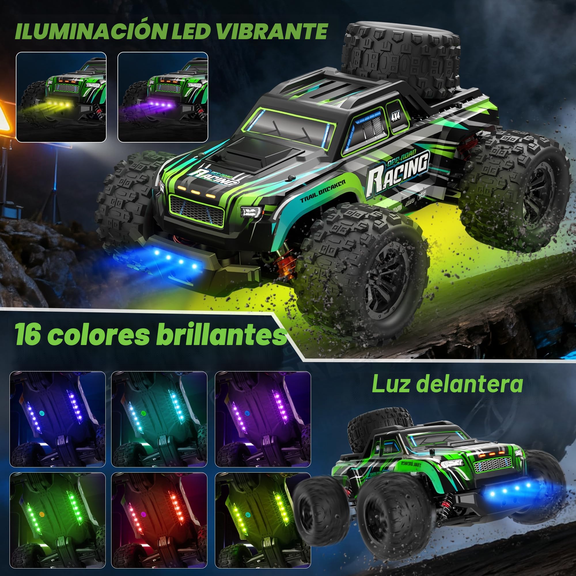 BAZADER Coche Teledirigido Coche RC - RC Car 1:16 40 Km/H 4x4 Todoterreno