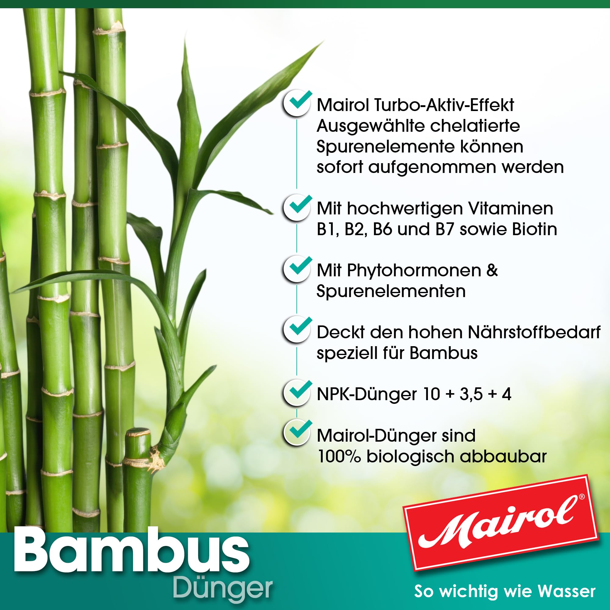 Mairol Bambusdnger flssig, Bambus Dnger Bambuspflanzen Flssigdnger   Bis zu 250 Liter Giewasser (1.000ml) - Nhrstoff-Booster krftiges  Wachstum und grne Bltter, Langzeit Dnger : Amazon.de: Garten
