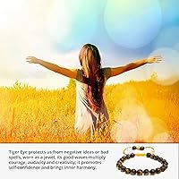 Vista 308 de Adjustable Crystal Bracelet – Gemstone Bead Bracelet with Adjustable Macrame String – Chic Gemstone Bracelet for Men and Women – 8mm Round Healing