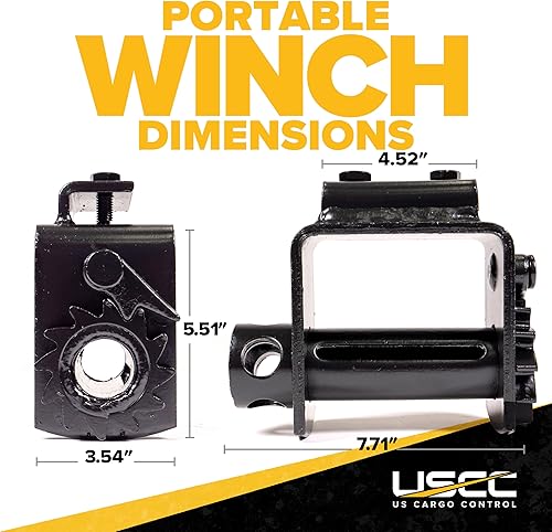 Miniatura 2 de US Cargo Control Cabrestante portátil estándar para remolque plano (paquete de 5), cabrestante de 4 pulgadas con capacidad para hasta 20 pies de