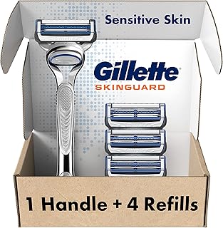 Gillette SkinGuard Razors for Men, 1 Gillette Razor, 4 Razor Blade Refills, Designed for Men with Skin Irritation, Razor Bumps, and Sensitive Skin