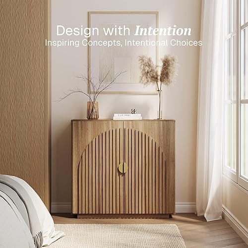 Vista 3 de BELLEZE Modular Fluted Sideboard Buffet Cabinet with Storage, Mid-Century Modern Console Table with Symmetrical Arched Doors, Elegant Credenza for