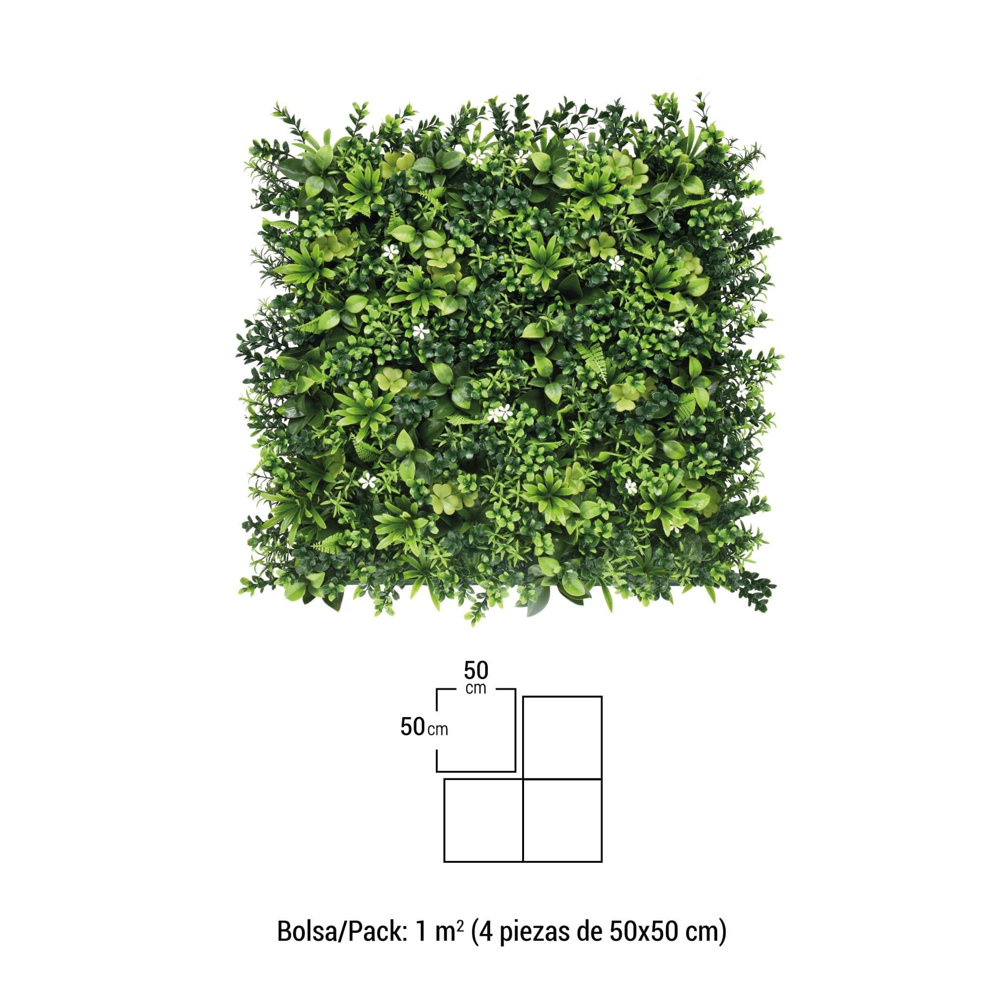 BONERVA | Jardín Artificial Vertical México | Pack 4 Piezas 50x50 cm | Planta Artificial de Diseño para paisajismo, hogar o jardín | MAL1213